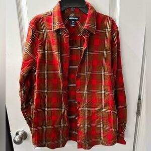 Lands' End Women’s Red Plaid Flannel Shirt